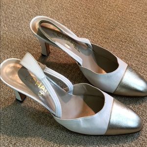 Chanel shoes white and gold